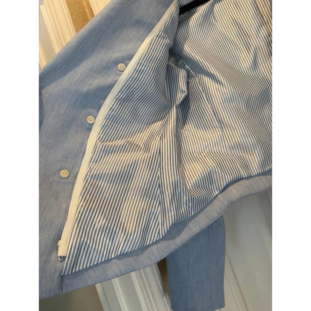 Veronica Beard Diego Linen Dickey Blazer Size 10 in Lake Blue - Picture 4 of 7